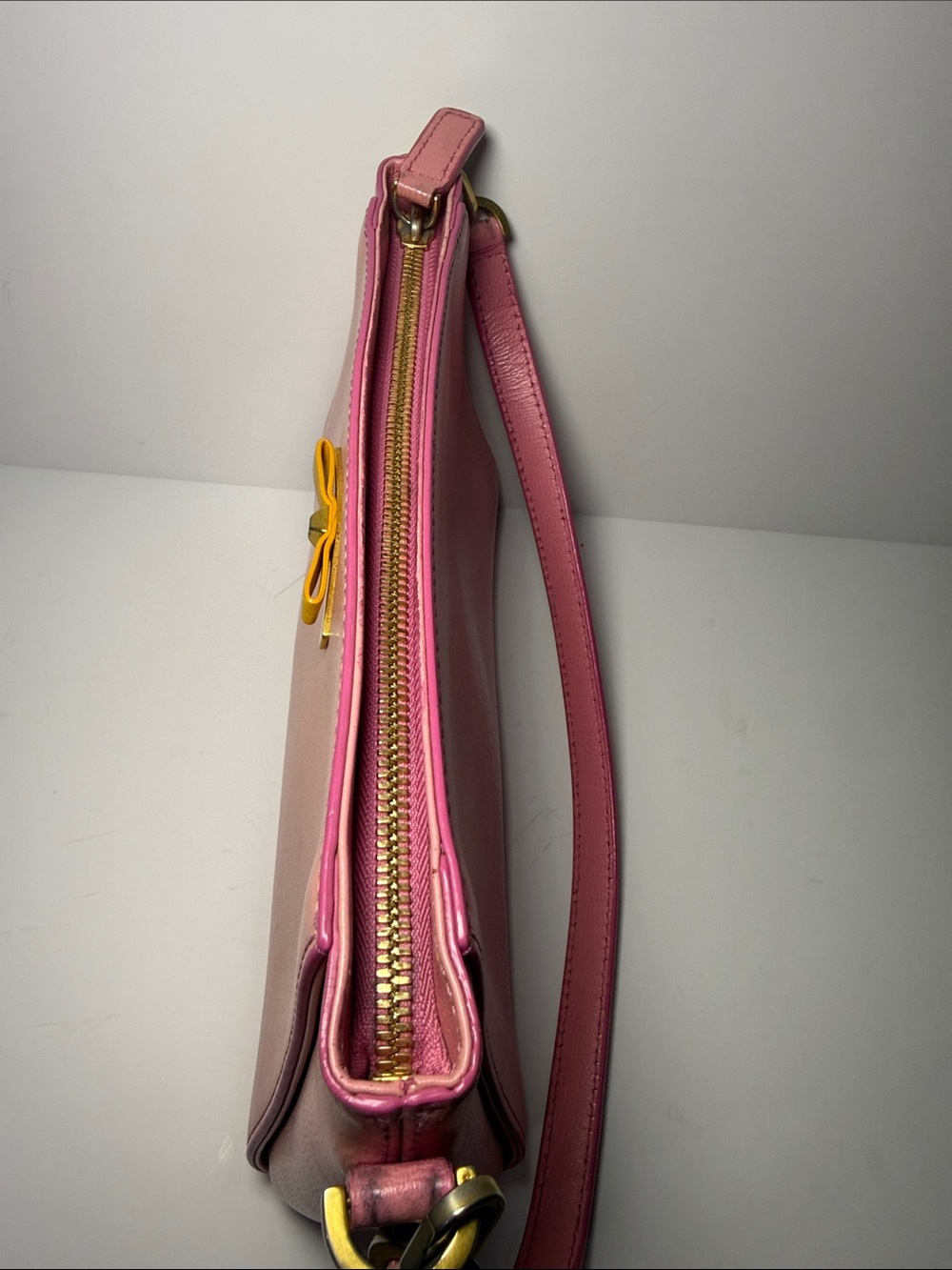 MCM Pink Leather Baguette Shoulder Bag | Bow Hardware Coquette Y2K - Picture 13 of 17